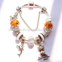 alloy snake chain multilayer glass beaded fashion bracelet charm bracelet